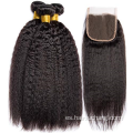 Extensión de cabello Remy de Malasia al por mayor Silosa recta, cruda, tejidas de cabello indio yaki 100% de cabello humano y set de cierre